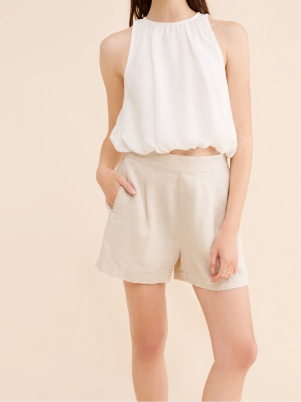 Anthropologie White Halter Bubble Hem Camisole - Picture 3 of 16